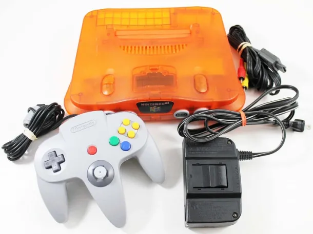 Nintendo 64 N64 Fire Orange System & Gray Controller