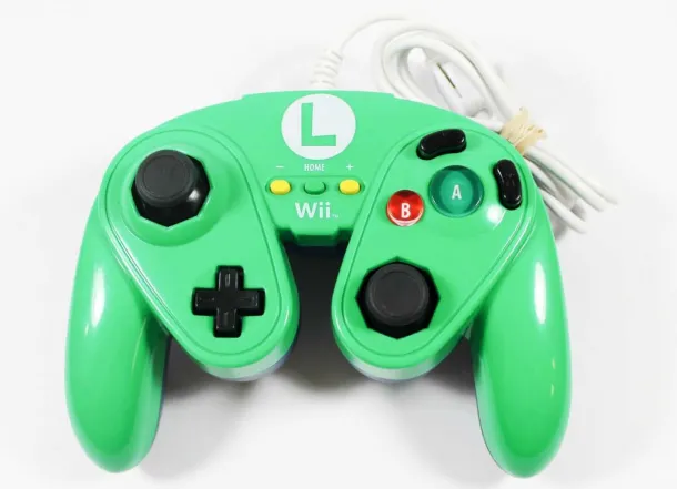 Nintendo Wii U Luigi Green/Blue Wired Fight Pad Controller