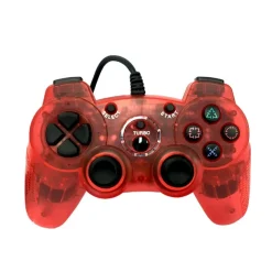 PS2 New CLEAR RED Wired Controller