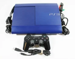 PS3 Super Slim 250 GB Blue System w/ Black Controller