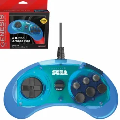 Sega Genesis Licensed Blue 6-Button Controller