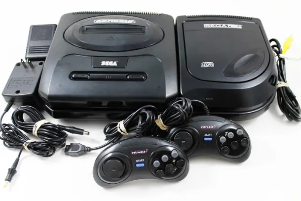 Sega Genesis V2 with CD System Attachment with 2 controllers